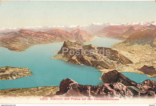 Aussicht vom Pilatus auf den Vierwaldstattersee - 3983 - old postcard - Switzerland - unused - JH Postcards