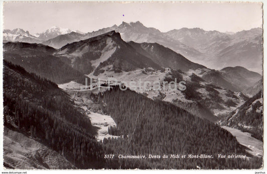 Chamossaire - Dents du Midi et Mont-Blanc - Vue Aerienne - 5577 - Switzerland - 1952 - used - JH Postcards