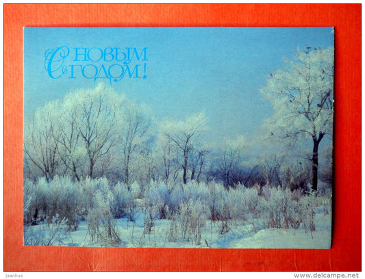 New Year Greeting Card - Winter - view - 1985 - USSR Russia - unused - JH Postcards