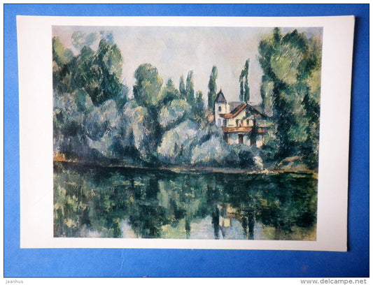 painting by Paule Cezanne - large format card - Banks of the Marne , 1909 - french art - unused - JH Postcards