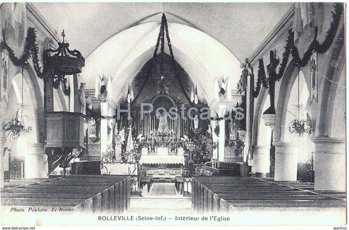 Rolleville - Interieur de l'Eglise - church - old postcard - 1918 - France - used - JH Postcards