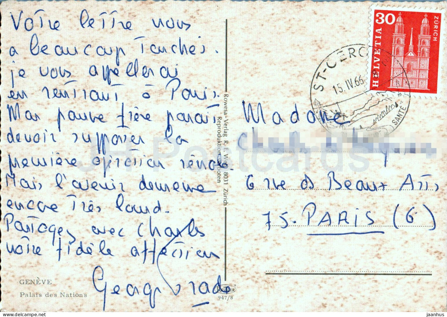 Geneva - Geneve - Palais des Nations - 947/8 - 1966 - Switzerland - used