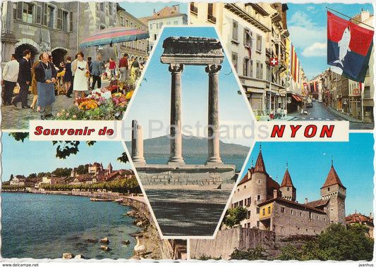 Souvenir de Nyon - Place du Marche - Rue de la Gare - Le Quai - Le Chateau - multiview - 2979 - Switzerland - unused - JH Postcards