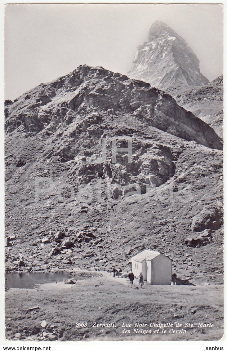 Zermatt - Lac Noir Chapelle de Ste. Marie des Neiges et le Cervin - 2063 - Switzerland - 1962 - unused - JH Postcards