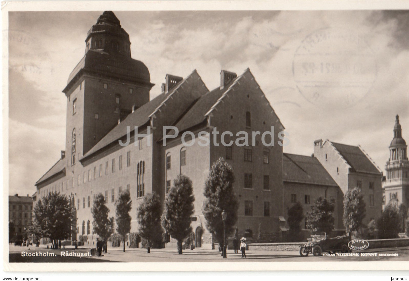 Stockholm - Radhuset - Town Hall - old postcard - 1938 - Sweden - used - JH Postcards