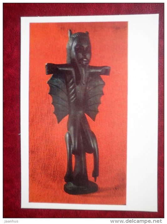 Koti Antubam statue , Ghana - short-handed devil - Devils of the World - 1971 - Lithuania USSR - unused - JH Postcards