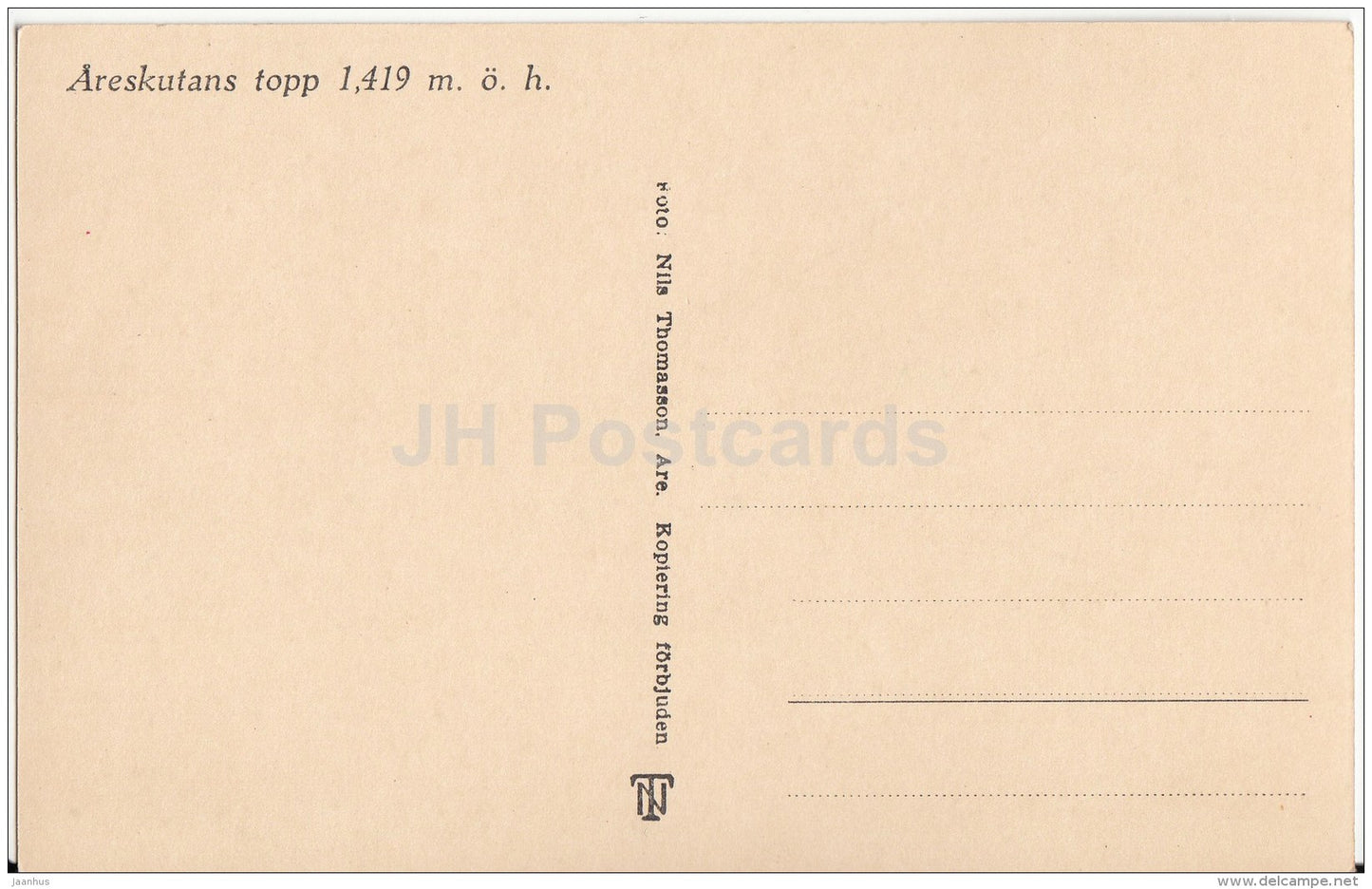 Areskutans topp 1419 m.  - Sweden - unused - JH Postcards