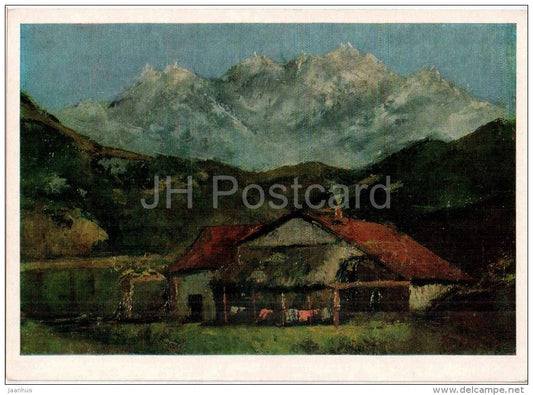 painting by Gustave Courbet - Cabin in the mountain - french art - unused - JH Postcards