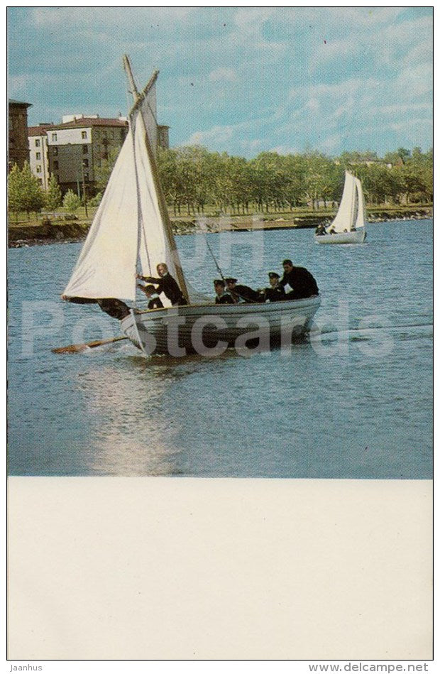 lake Onega - sailing boat - Petrozavodsk - 1970 - Russia USSR - unused - JH Postcards