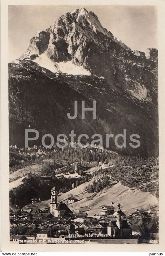 Mittenwald mit Wetterstein 2482 m - old postcard - 1936 - Germany - used - JH Postcards