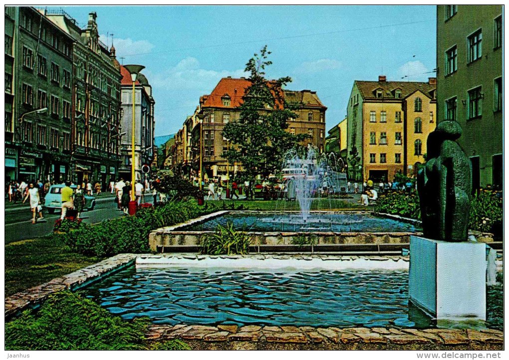 Šalda square - fountain - Liberec - Czech - Czechoslovakia - unused - JH Postcards