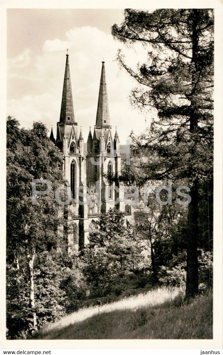 Marburg an der Lahn - Elisabeth Kirche - church - old postcard - 1952 - Germany - used - JH Postcards