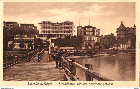 Sassnitz a Rugen - Strandhotels von der Seebrucke gesehen - hotel - old postcard - 2156 - Germany - unused - JH Postcards