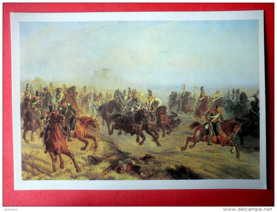 painting by F. Chirka . French Guards Cavalry near Polotsk - Borodino Battle of 1812 - 1987 - Russia USSR - unused - JH Postcards