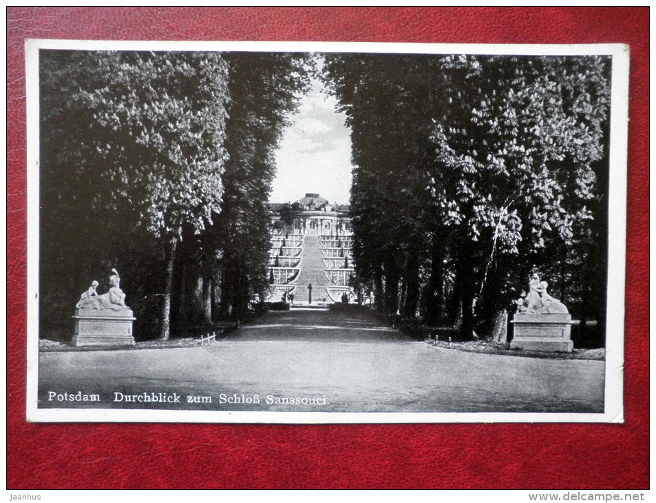 Durchblick zum Schloss Sanssouci - Potsdam - 254 - old postcard - Germany - used - JH Postcards