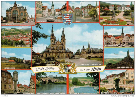 Viele Grüsse aus der Rhön - Barockstadt Fulda - Hünfeld - Gersfeld - Tann - Poppenhausen - Germany - nicht gelaufen - JH Postcards