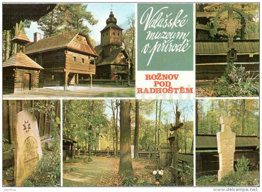 Roznov Pod Radhostem - Wallachian Open Air Museum - Slavin - graves - Czechoslovakia - Czech - used 1984 - JH Postcards