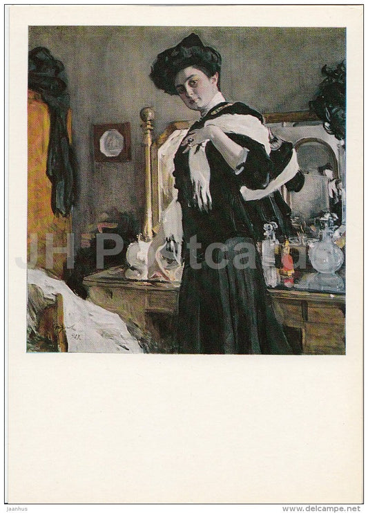 painting by V. Serov - Portrait of G. Girshman , 1907 - woman - Russian art - 1980 - Russia USSR - unused - JH Postcards