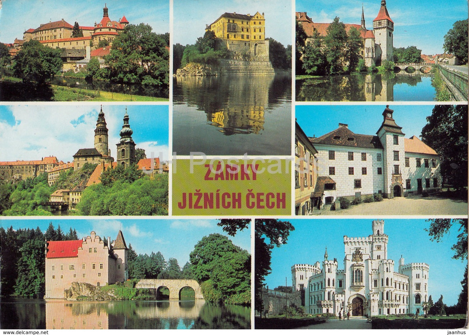 South Bohemian Castles - Orlik - Blatna - Cesky Krumlov - Trebon - multiview - Czechoslovakia - Czech Republic - used - JH Postcards