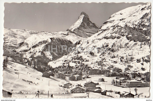 Zermatt mit Matterhorn 4476 m - 11954 - Switzerland - old postcard - used - JH Postcards