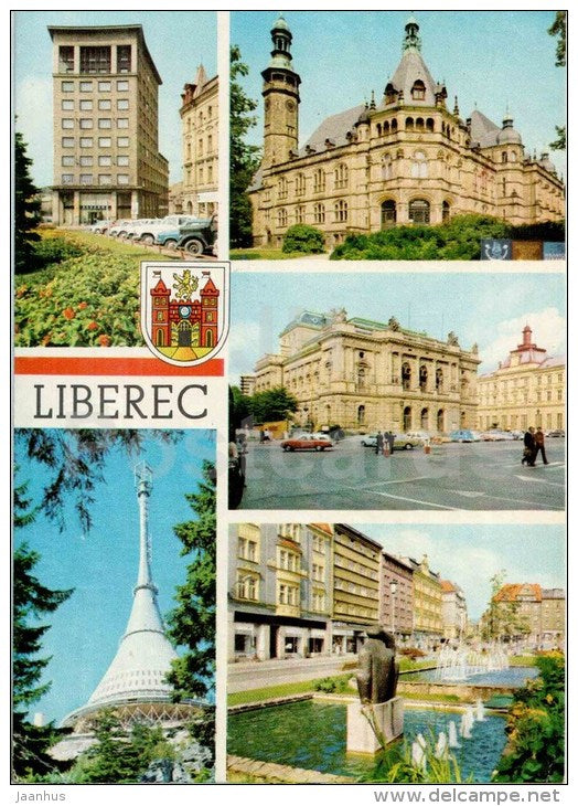 city view - streets - Liberec - Czech - Czechoslovakia - used 1972 - JH Postcards