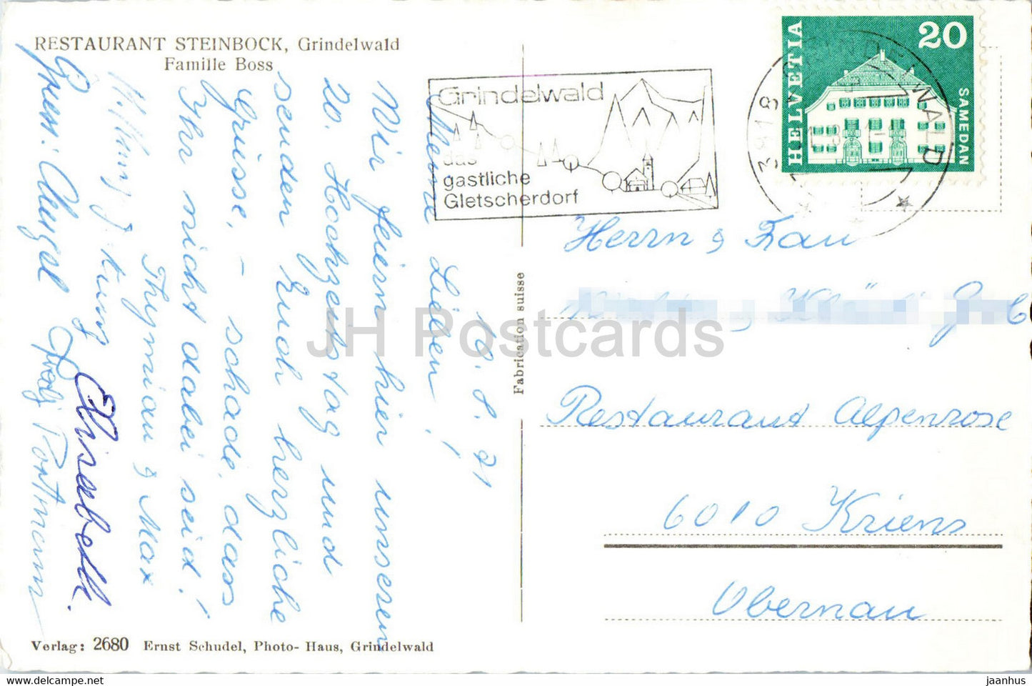 Restaurant Steinbock - Grindelwald - 2680 - 1971 - Switzerland - used