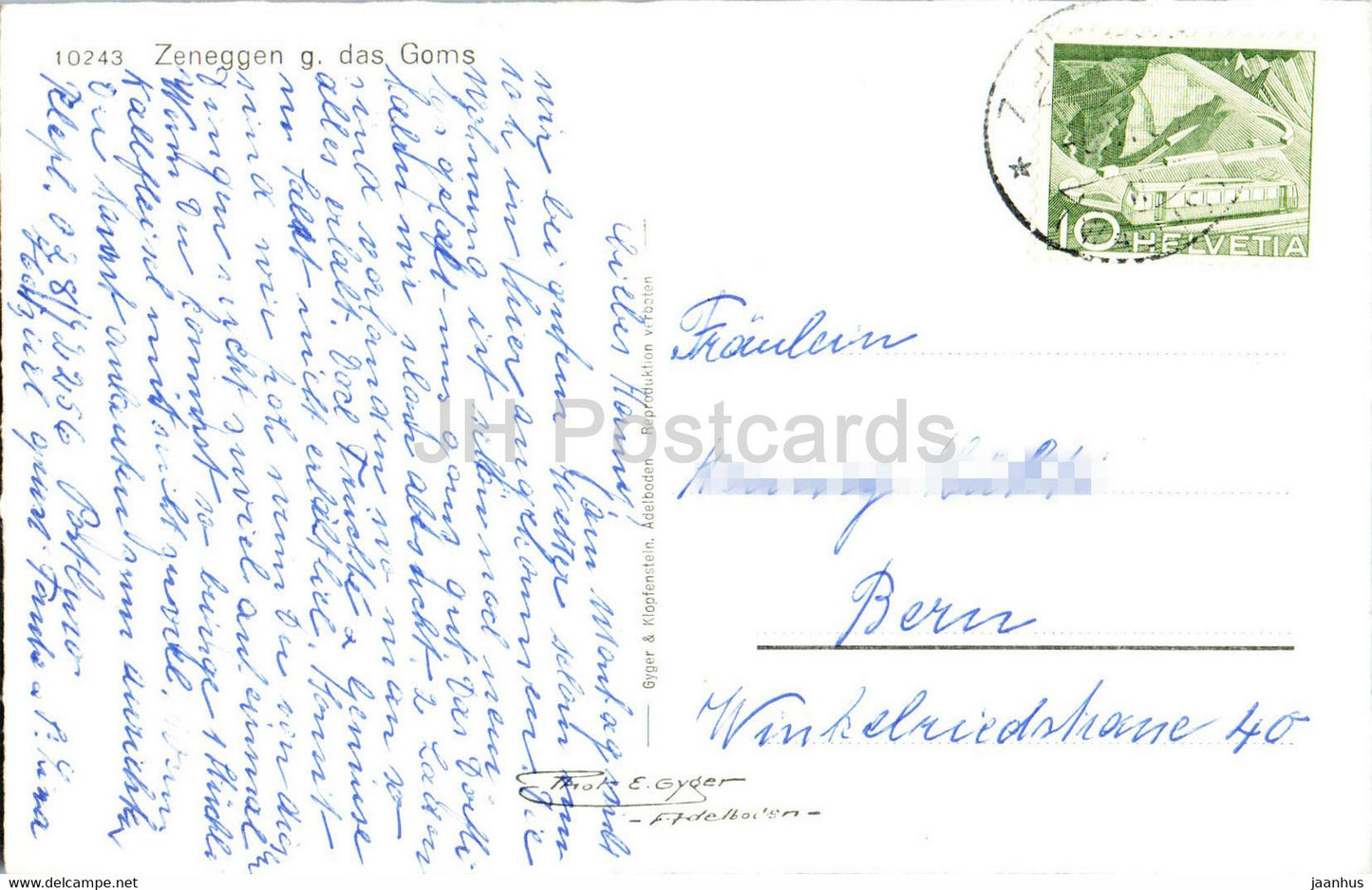 Zeneggen g das Goms - 10243 - 1950 - alte Postkarte - Schweiz - gebraucht