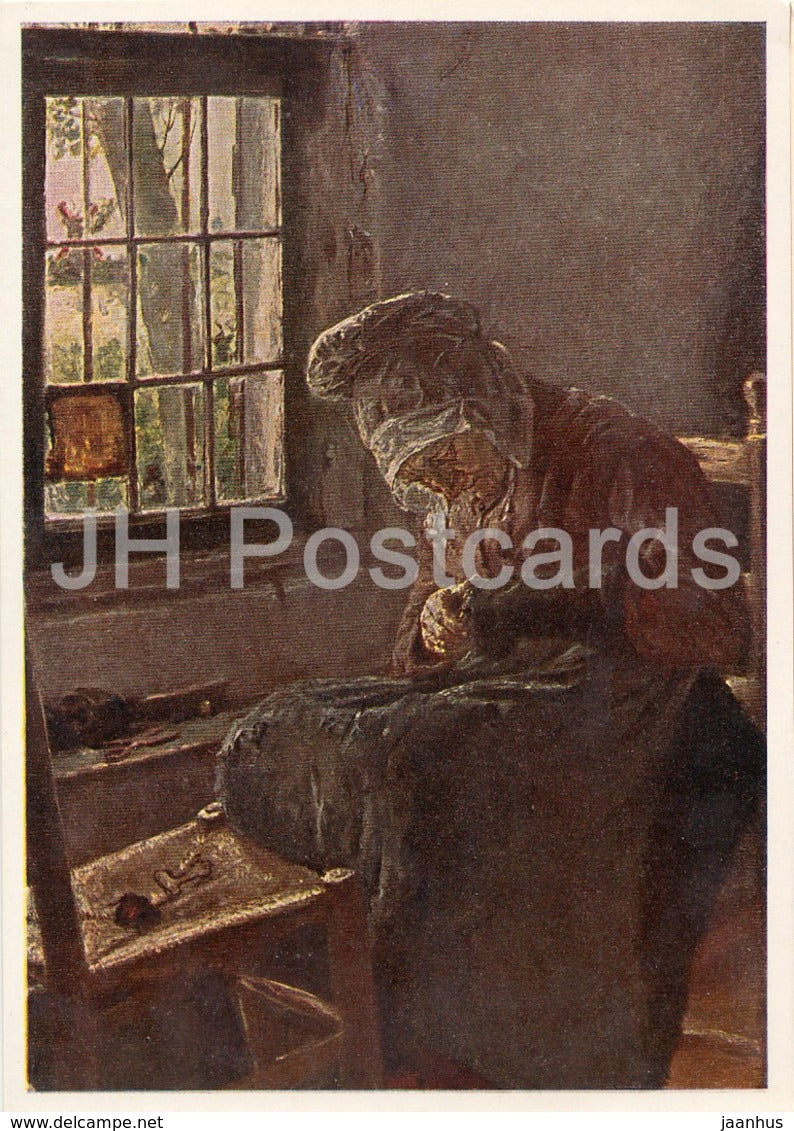 painting by Max Liebermann - Alte Frau am Fenster - At the Window - German art - Germany DDR - unused - JH Postcards