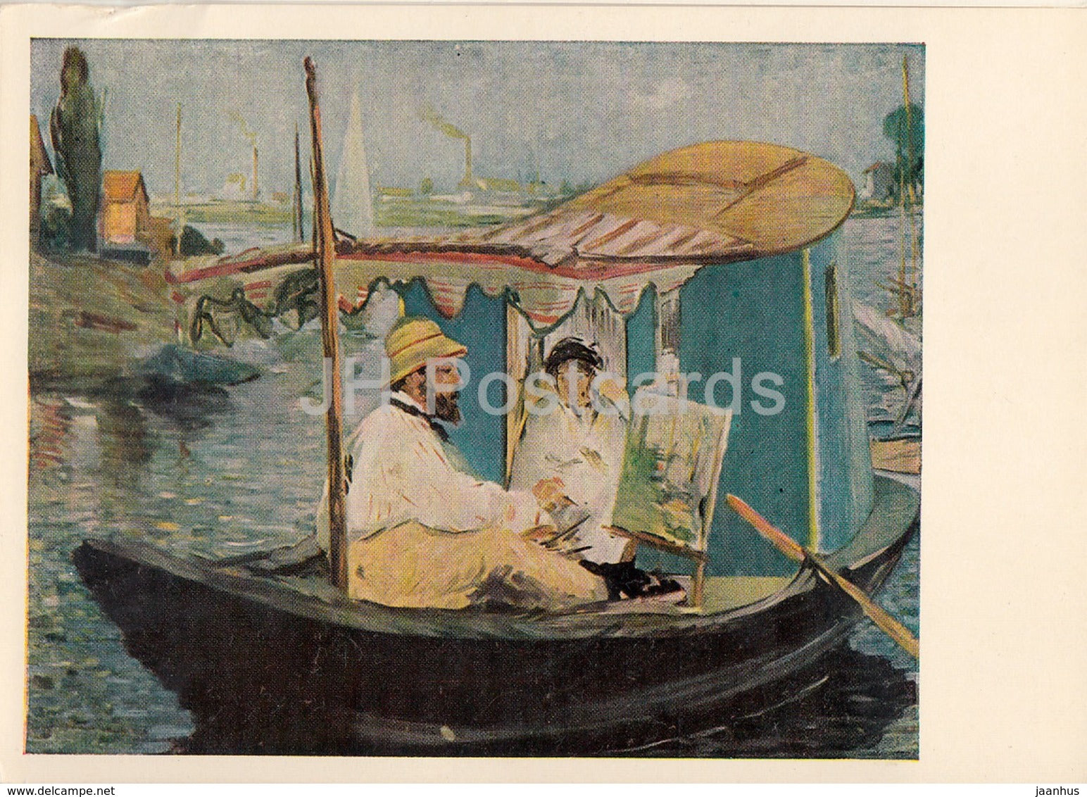 painting by Edouard Manet - Die Barke - The Boat - French art - Germany DDR - unused - JH Postcards