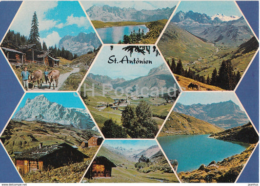 St Antonien - Prattigau - Graubunden - Partnun - Gafiental - Carschinasee - multiview - Switzerland - unused - JH Postcards