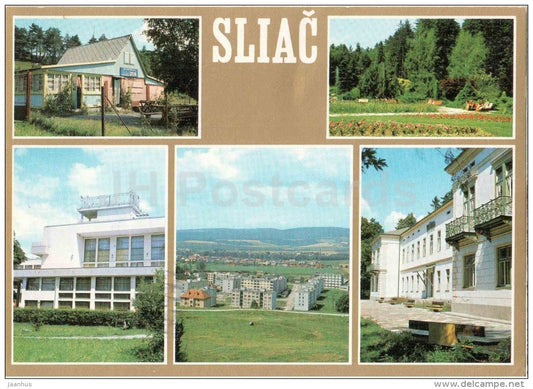 Sliac - town architecture - Czechoslovakia - Slovakia - used 1977 - JH Postcards