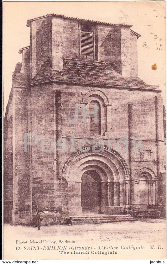 Saint Emilion - L'Eglise Collegiale - church - 12 - 1945 - old postcard - France - used - JH Postcards