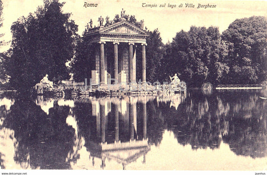 Roma - Rome - Tempio sul Lago di Villa Borghese - ancient - Glass & Tuscher - old postcard - Italy - unused - JH Postcards