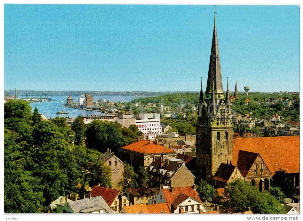 Flensburg - Förde mit Nikolaikirche - church - Germany - ungelaufen - JH Postcards