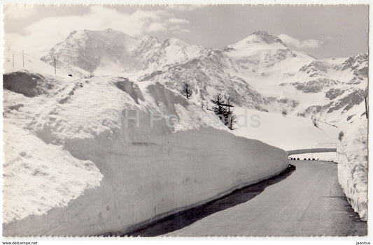 Simplonstrasse im Winter mit Fletschhorn 4001 m - Switzerland - old postcard - unused - JH Postcards