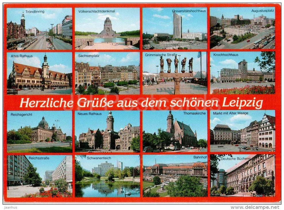 Herzliche Grüsse aus dem schönen Leipzig - Messestadt Leipzig - 1998 gelaufen - JH Postcards