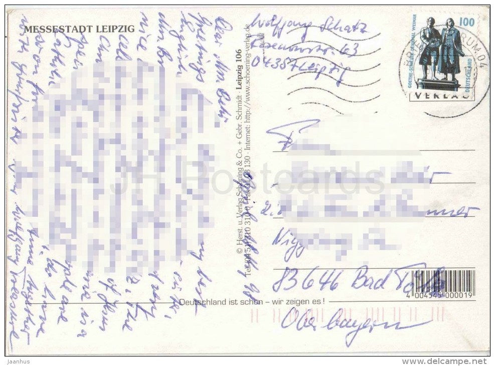 Herzliche Grüsse aus dem schönen Leipzig - Messestadt Leipzig - 1998 gelaufen - JH Postcards