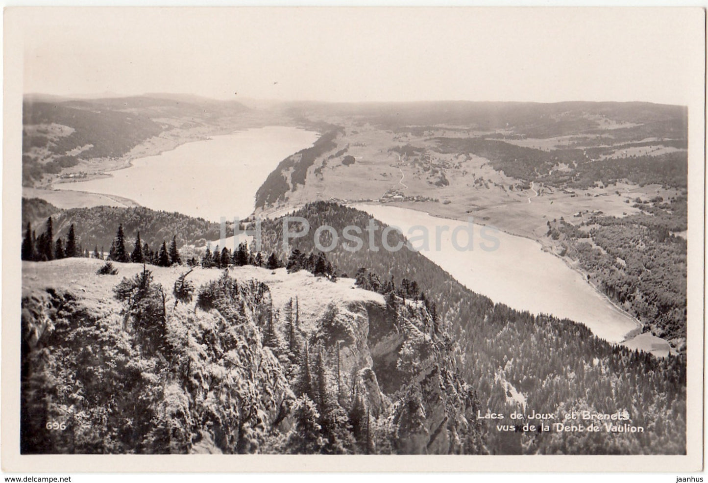 Lacs de Joux et Brenets vus de la Dent de Vaulion - 696 - Switzerland - old postcard - unused - JH Postcards