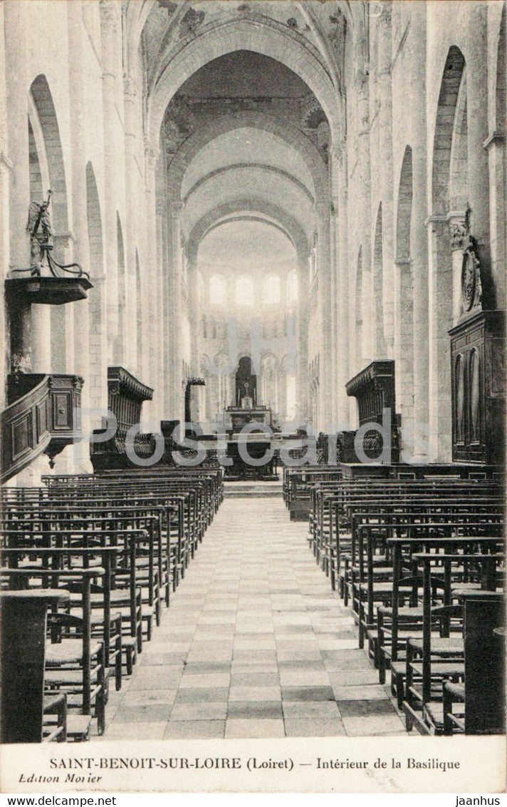 Saint Benoit Sur Loire - Interieur de la Basilique - cathedral - old postcard - France - unused - JH Postcards