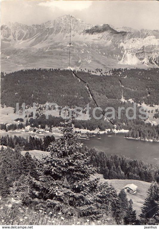 Lenzerheide Valbella 1500 m - Rothornbahn mit Rothorngipfel 2863 m - 1585 - 1966 - Switzerland - used - JH Postcards