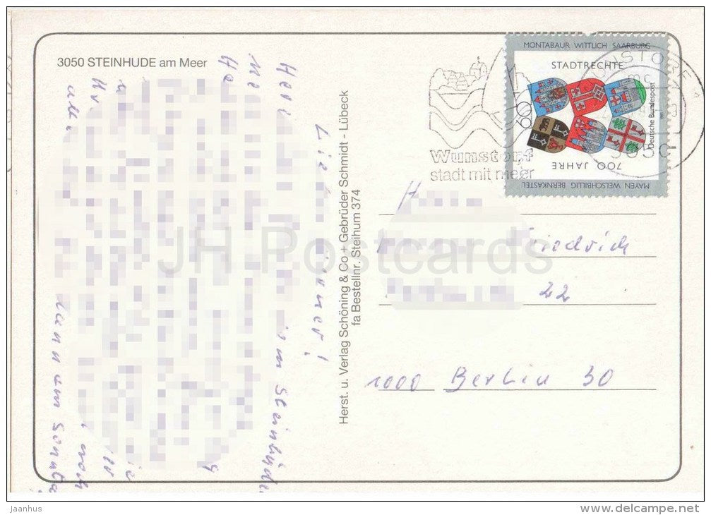 Grüsse aus Steinhude - 3050 - Germany - 1991 gelaufen - JH Postcards