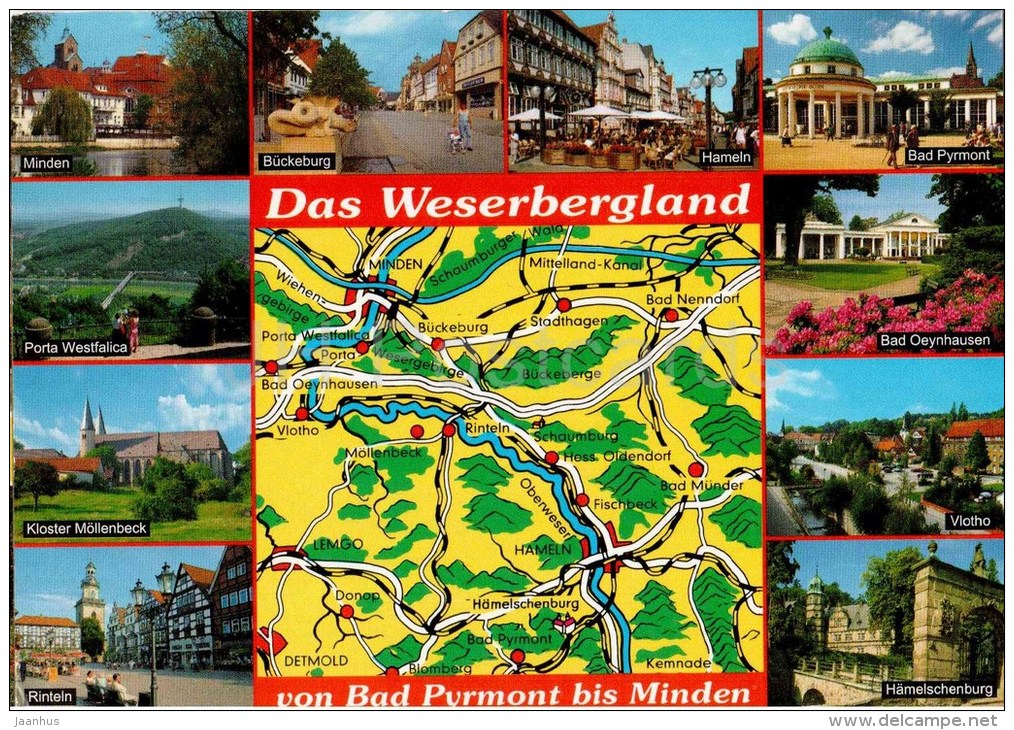 Das Weserbergland von Bad Pyrmont bis Minden - Porta Westfalica - Kloster  Möllenbeck - Germany - 1998 gelaufen - JH Postcards