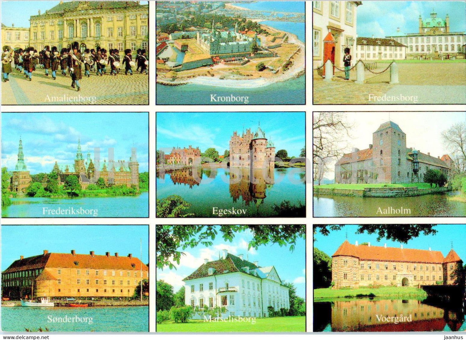 Danske Slotte - Castles of Denmark - Amalienborg - Kronborg - Aalholm - Egeskov - multiview - DK 40 - Denmark - unused - JH Postcards