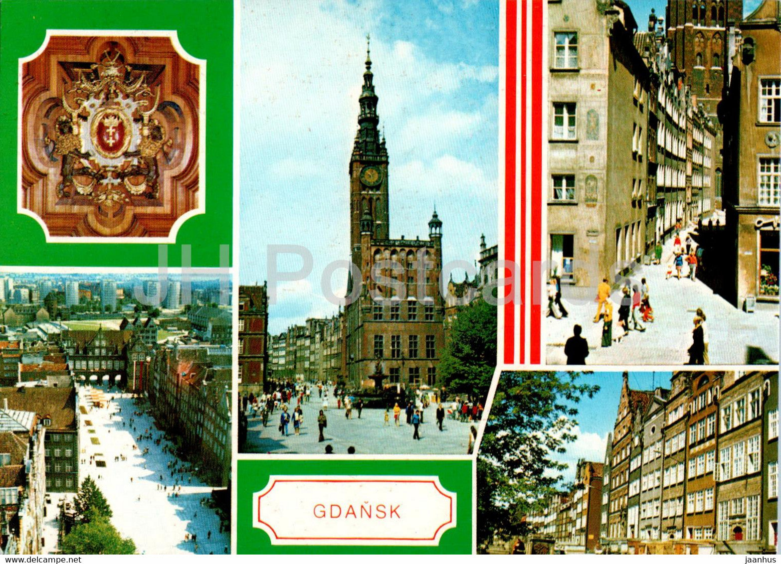 Gdansk - Dlugi Targ - Ratusz Glowniego Miasta - Ulica Kaletnicza - Ulica Swietego Ducha - multiview - Poland - unused - JH Postcards