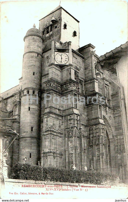 Rembercourt aux Pots - L'Eglise - church - 3 - old postcard - France - unused - JH Postcards