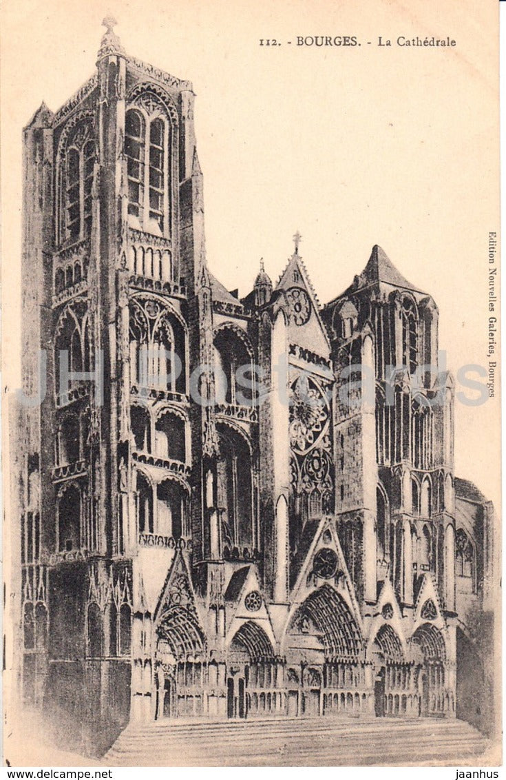 Bourges - La Cathedrale - cathedral - 112 - old postcard - France - unused - JH Postcards