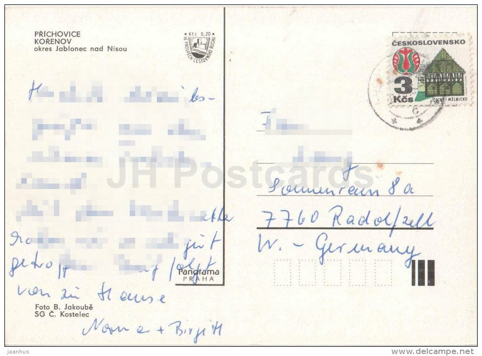 pool - church - architecture - Jizerske Hory - Prichovice - Korenov - Czechoslovakia - Czech - used - JH Postcards