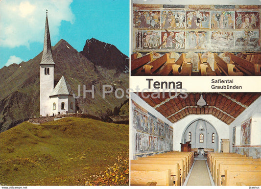 Tenna - Safiental - Graubunden - Kirche von Tenna - Wandbilderzyklus - church - 1981 - Switzerland - used - JH Postcards