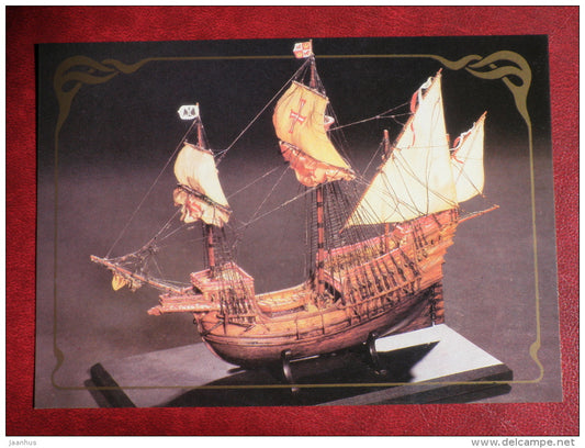 Magalhaes vessel , XVI century - model ship - 1988 - Russia USSR - unused - JH Postcards