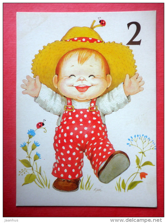 illustration - child - ladybird - 27-802 - Finland - sent to Estonia - JH Postcards